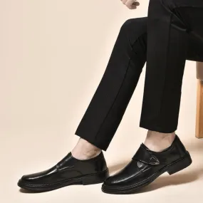 Men's Leather Slip-On Oxford Shoes, Pointed Toe Dress Shoes for Wedding & Party, Genuine Leather Fashion Shoes for Men