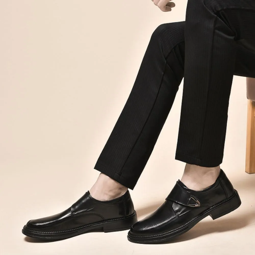 Men's Leather Slip-On Oxford Shoes, Pointed Toe Dress Shoes for Wedding & Party, Genuine Leather Fashion Shoes for Men