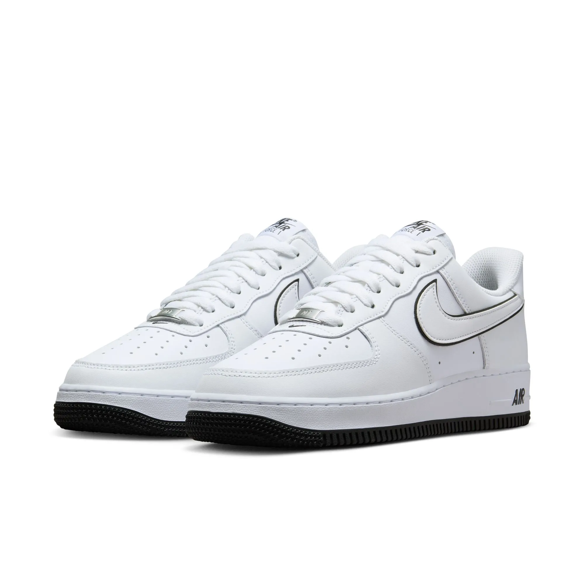 Mens Nike Air Force 1 07 Sneakers - White with Black Outline Detail