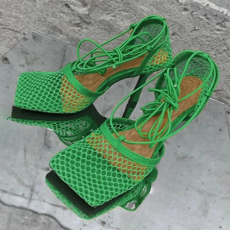 Mesh High Heels Sandals
