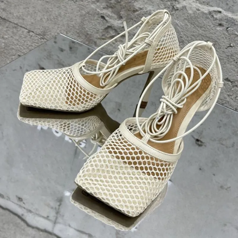 Mesh High Heels Sandals