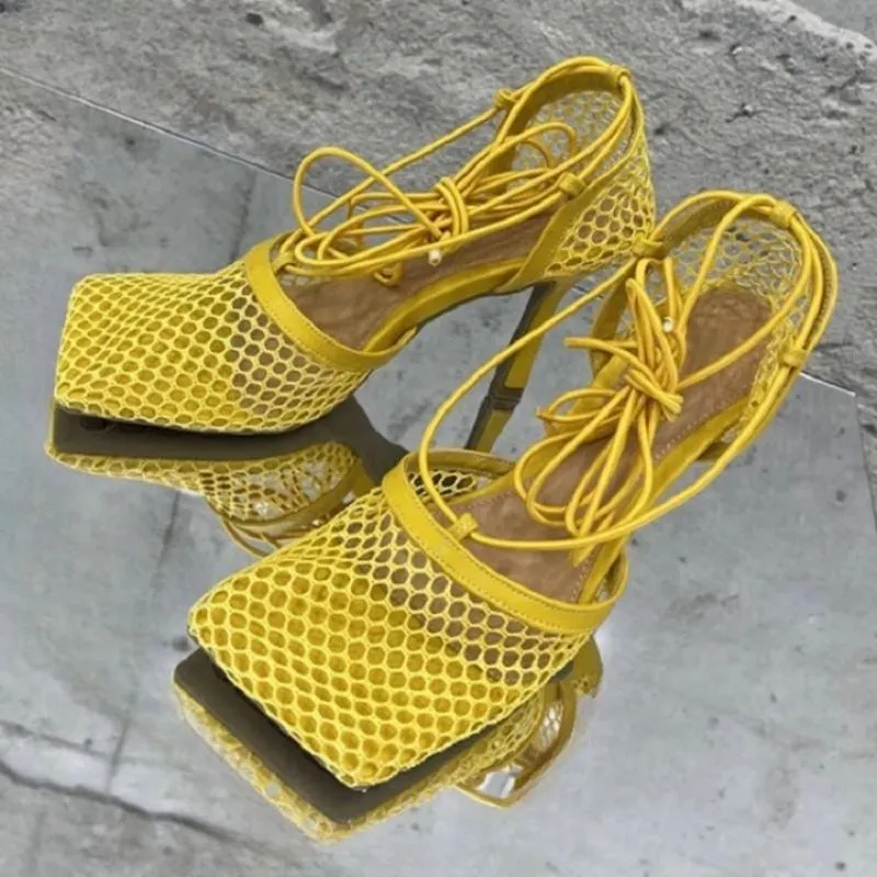 Mesh High Heels Sandals