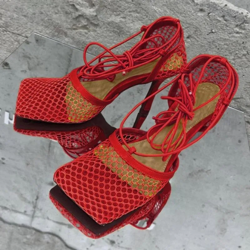 Mesh High Heels Sandals