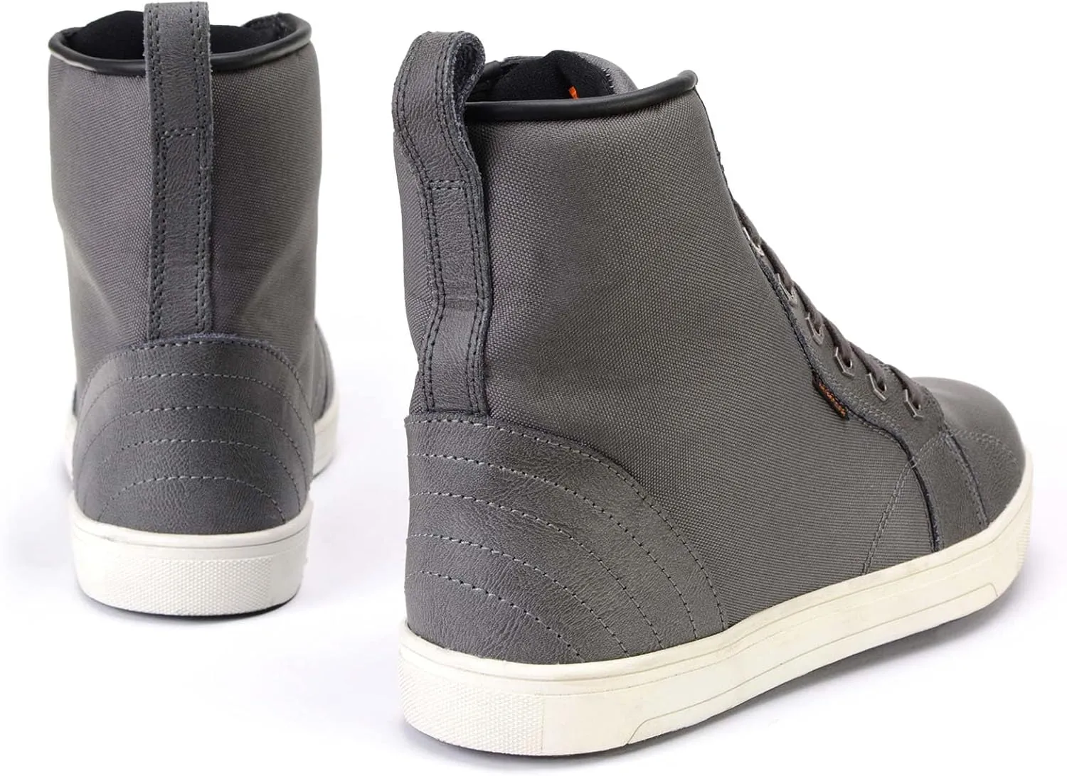 Milwaukee Leather MBM9003WP Men's Grey Leather and Canvas Reinforced Street Riding Waterproof Shoes with Ankle Support - 12