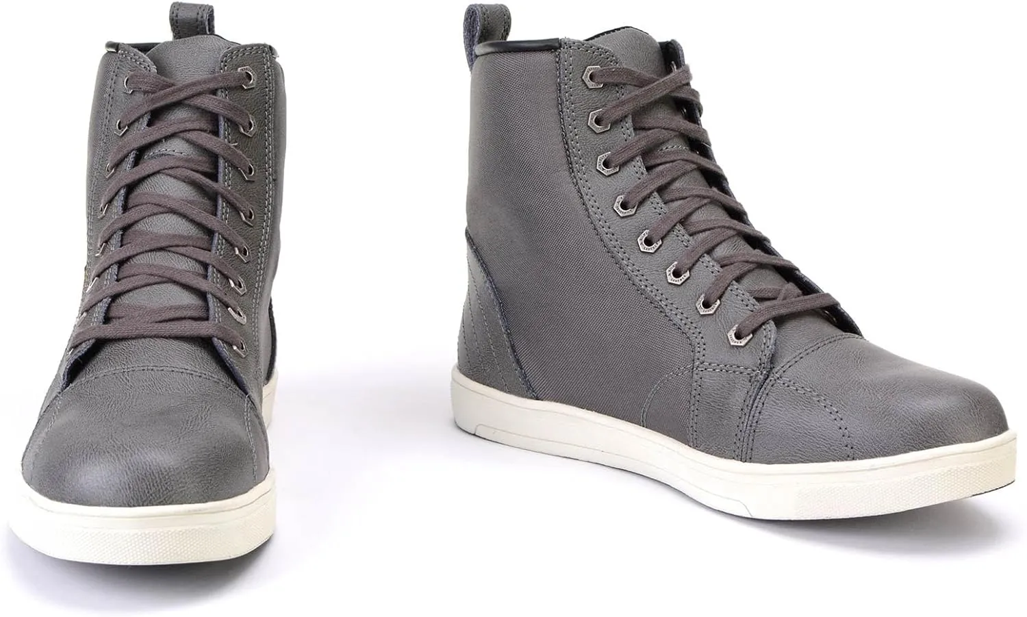 Milwaukee Leather MBM9003WP Men's Grey Leather and Canvas Reinforced Street Riding Waterproof Shoes with Ankle Support - 12