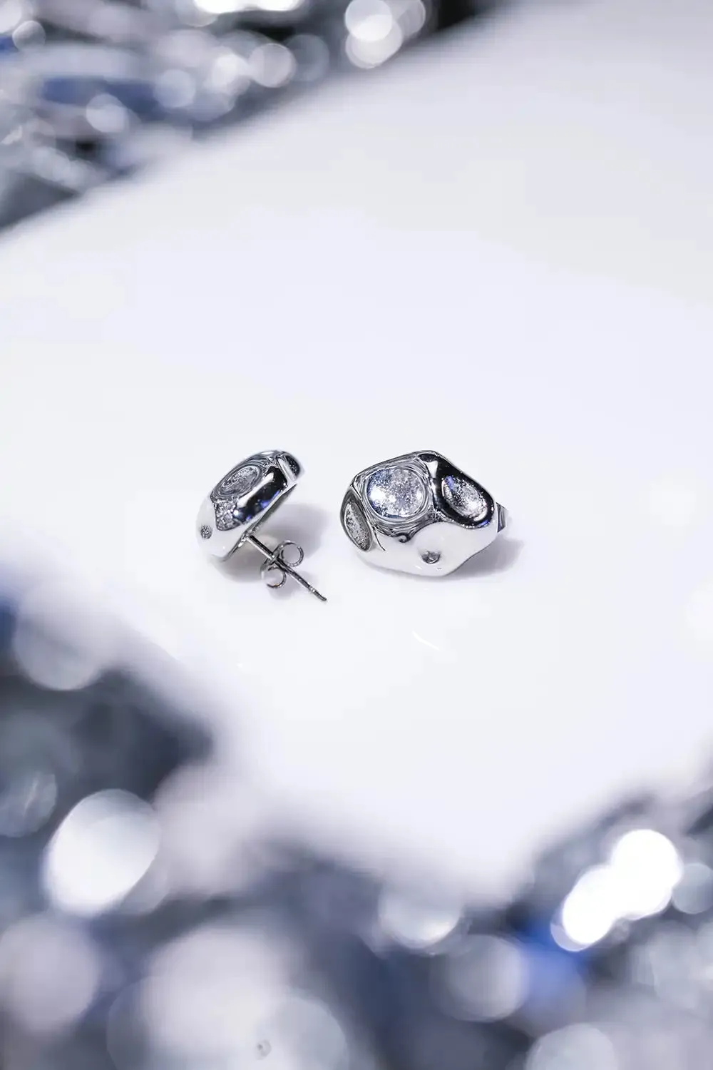 Molten Ear Stud Silver