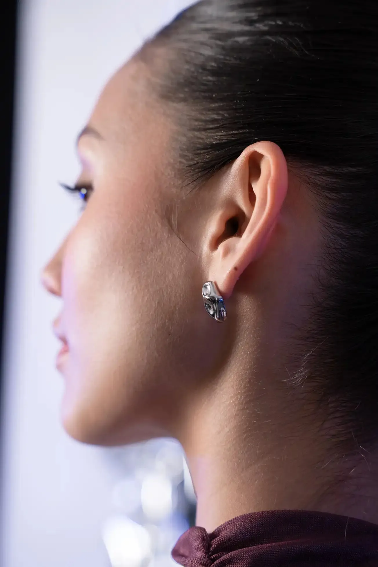 Molten Ear Stud Silver