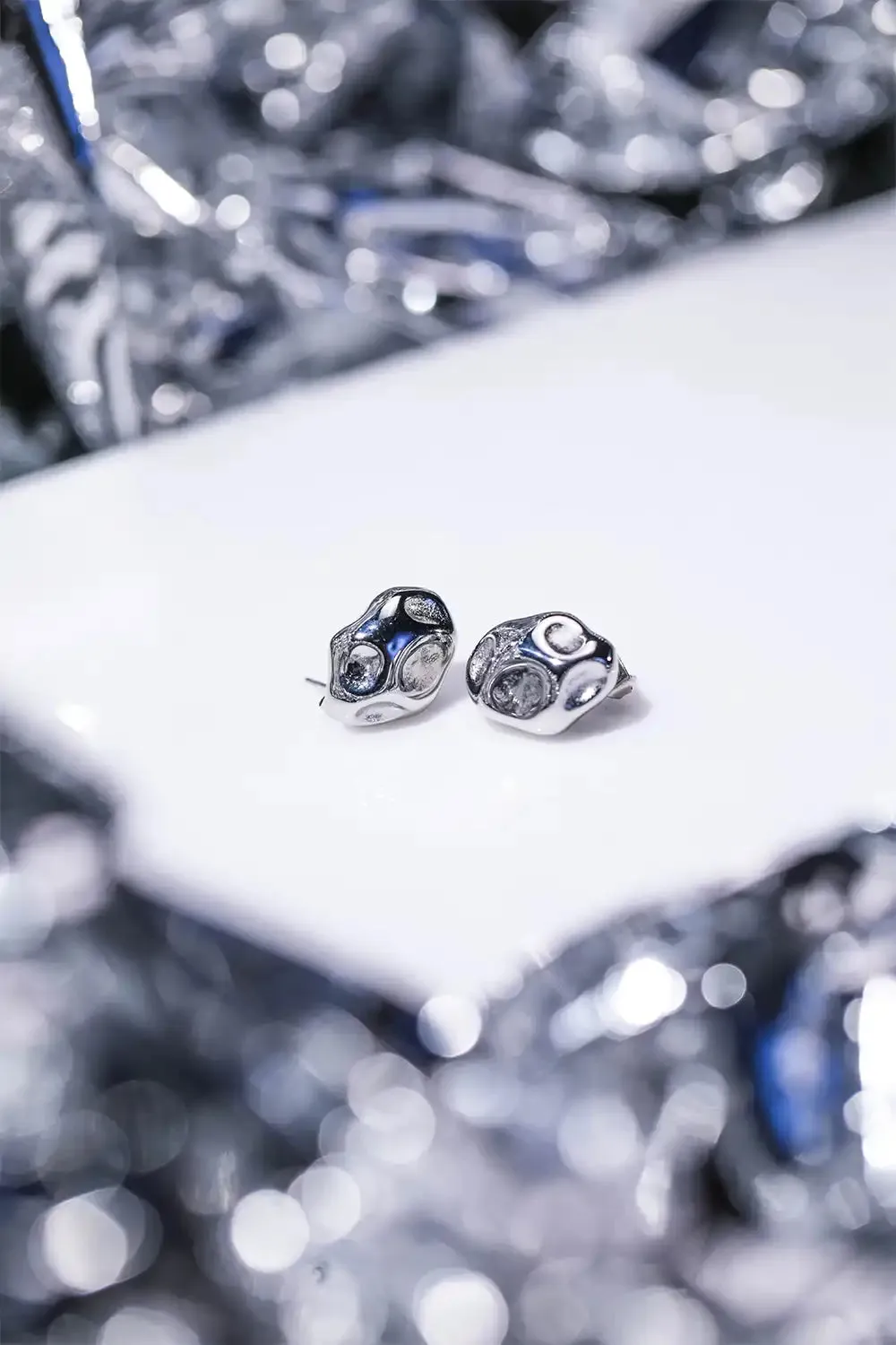 Molten Ear Stud Silver