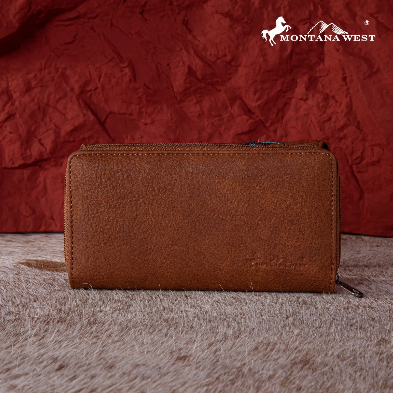 Montana West Feather Embroidered Wallet