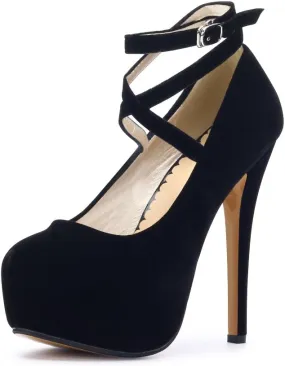 OCHENTA Women's Ankle Strap Platform Party Closed Toe Dress High Heels Pumps