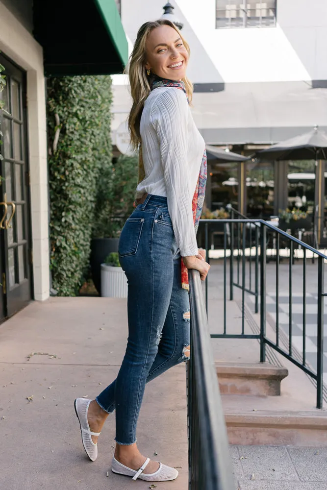 preorder - Andrea High Waist Skinny Jeans with Rips
