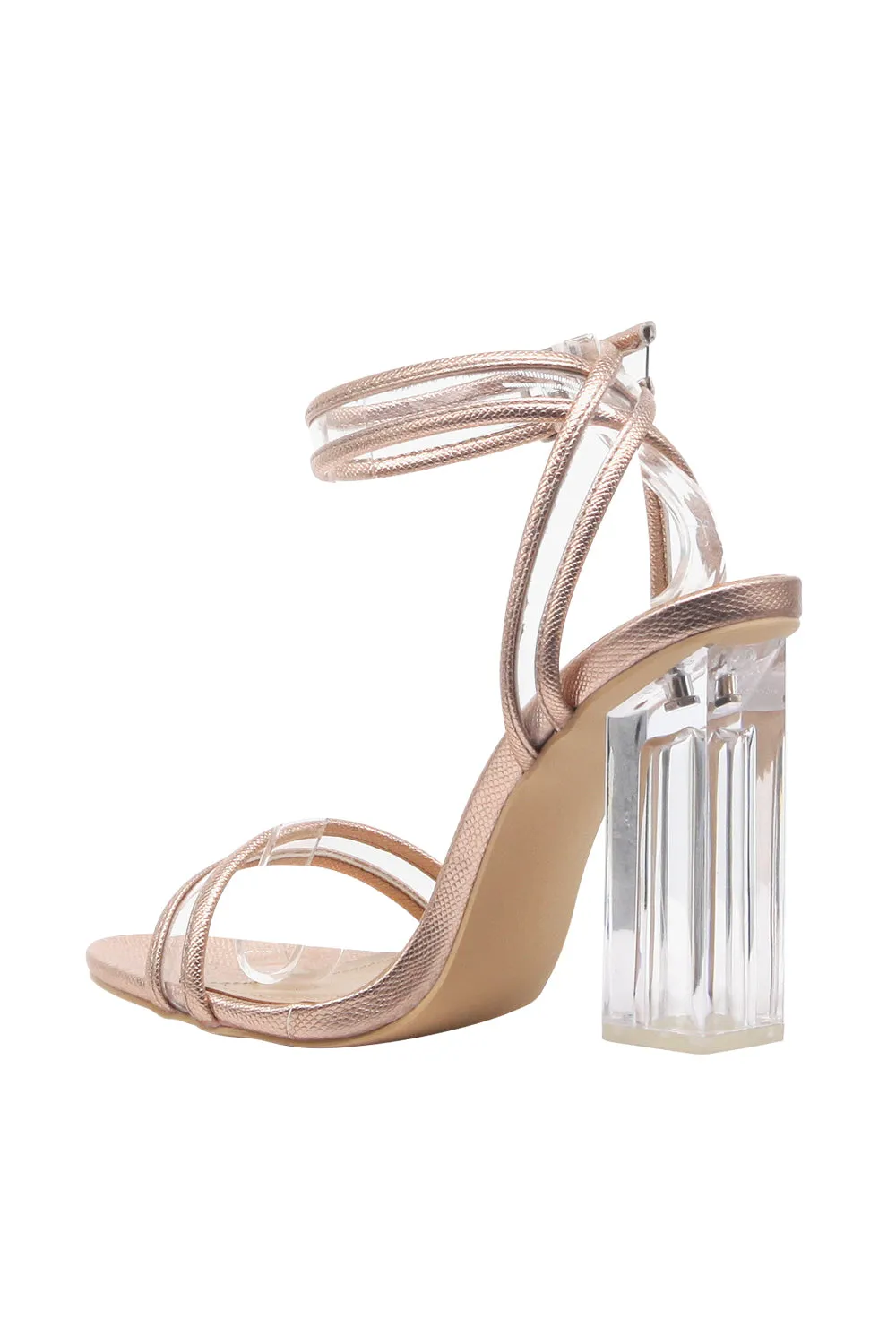 Pu Trim/clear Strap High Heels