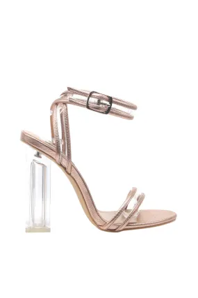 Pu Trim/clear Strap High Heels