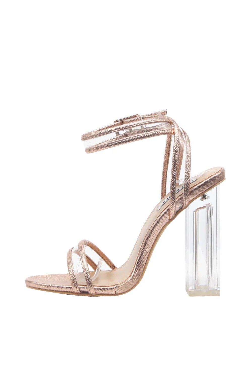 Pu Trim/clear Strap High Heels