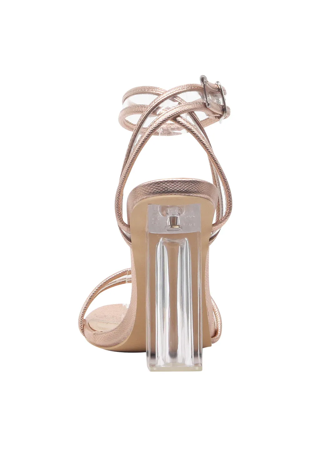 Pu Trim/clear Strap High Heels