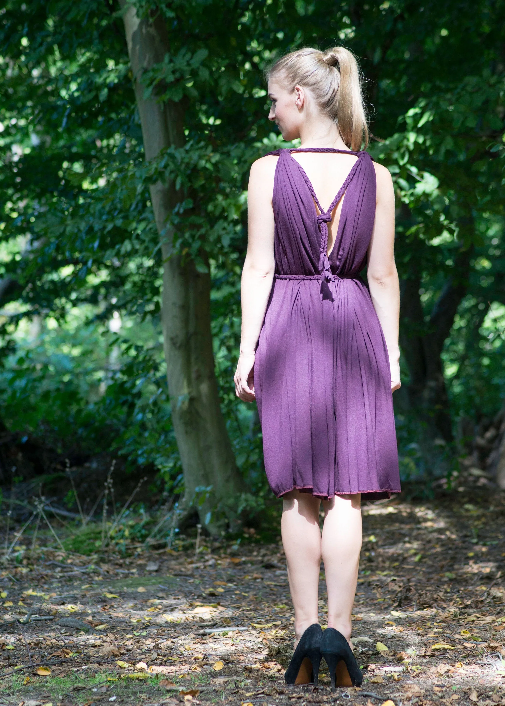 Purple Plunge Grecian Dress