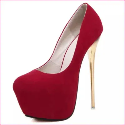Red Micro Suede Stilettos: Handmade 9 inch Heels