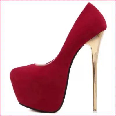 Red Micro Suede Stilettos: Handmade 9 inch Heels