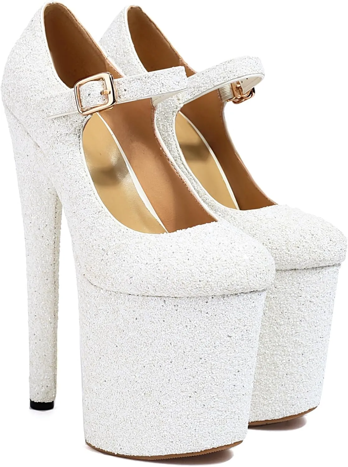 Roimaash Women Pole Dance Heels Stiletto High Heels Mary Jane Pumps Platform