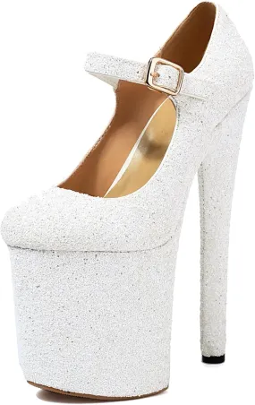 Roimaash Women Pole Dance Heels Stiletto High Heels Mary Jane Pumps Platform