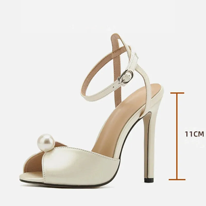 Satin Peep Toe 11cm Thin Heel shoes