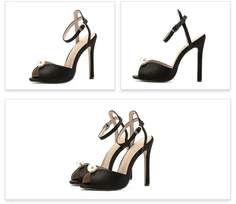 Satin Peep Toe 11cm Thin Heel shoes
