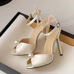Satin Peep Toe 11cm Thin Heel shoes