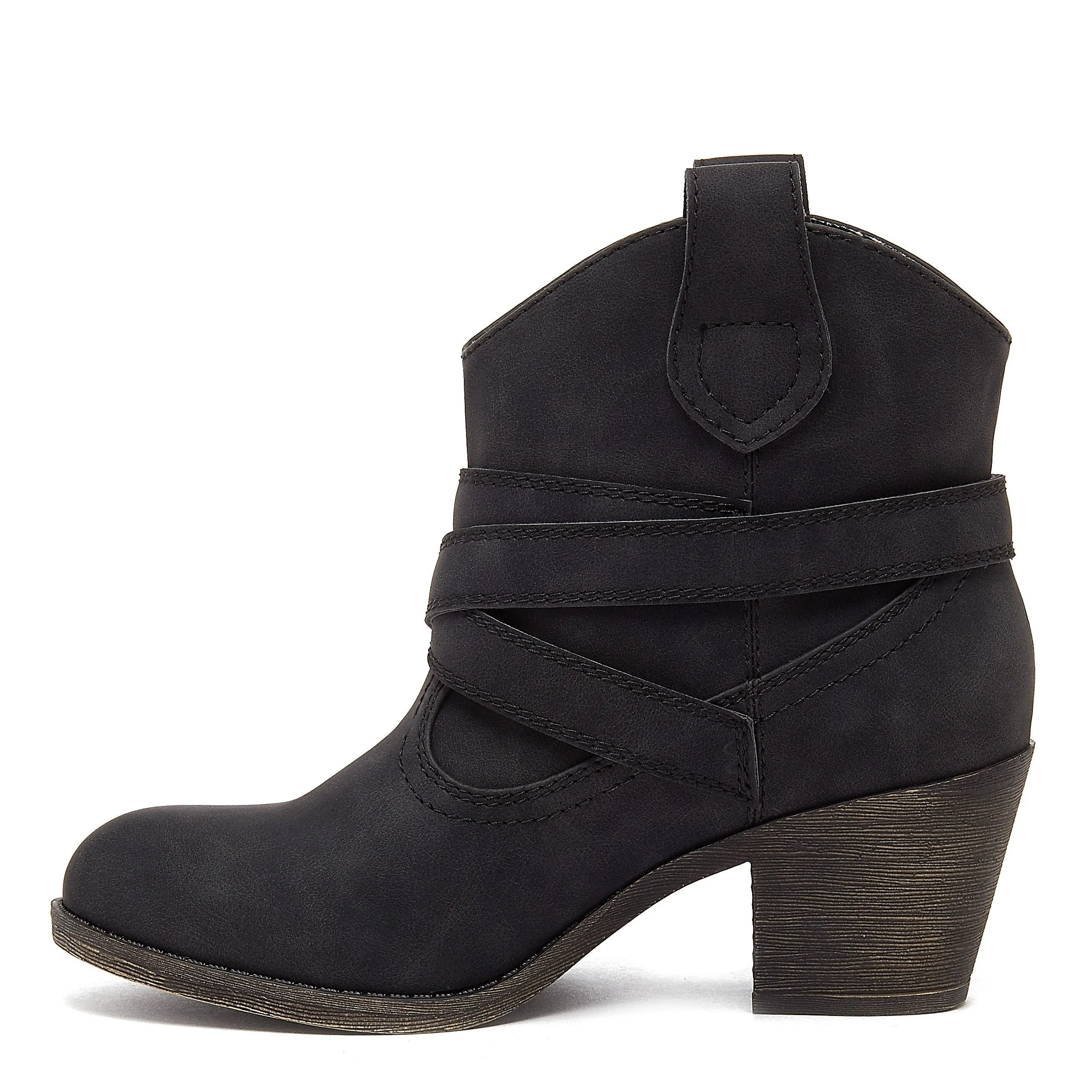 Satire Distressed Black Western Boot