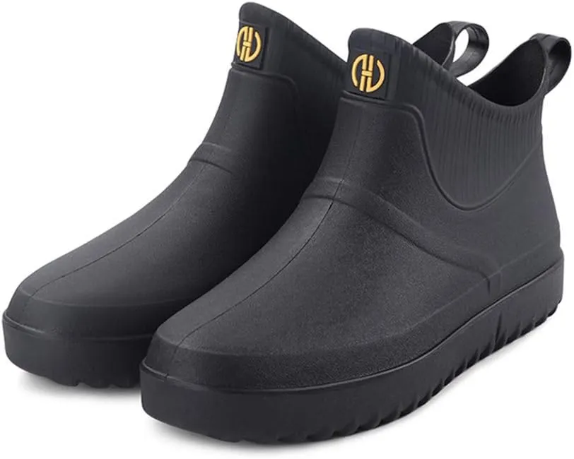 Slip Fashion Casual Men Water Outdoor On Shoes Ankle Short Rain Boots Men's casual shoes Real Leather Shoes