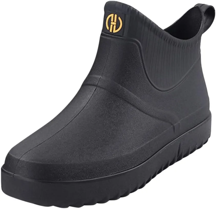 Slip Fashion Casual Men Water Outdoor On Shoes Ankle Short Rain Boots Men's casual shoes Real Leather Shoes