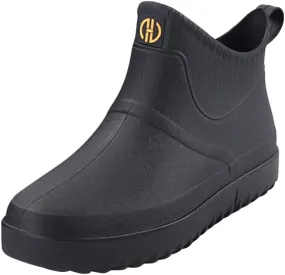 Slip Fashion Casual Men Water Outdoor On Shoes Ankle Short Rain Boots Men's casual shoes Real Leather Shoes