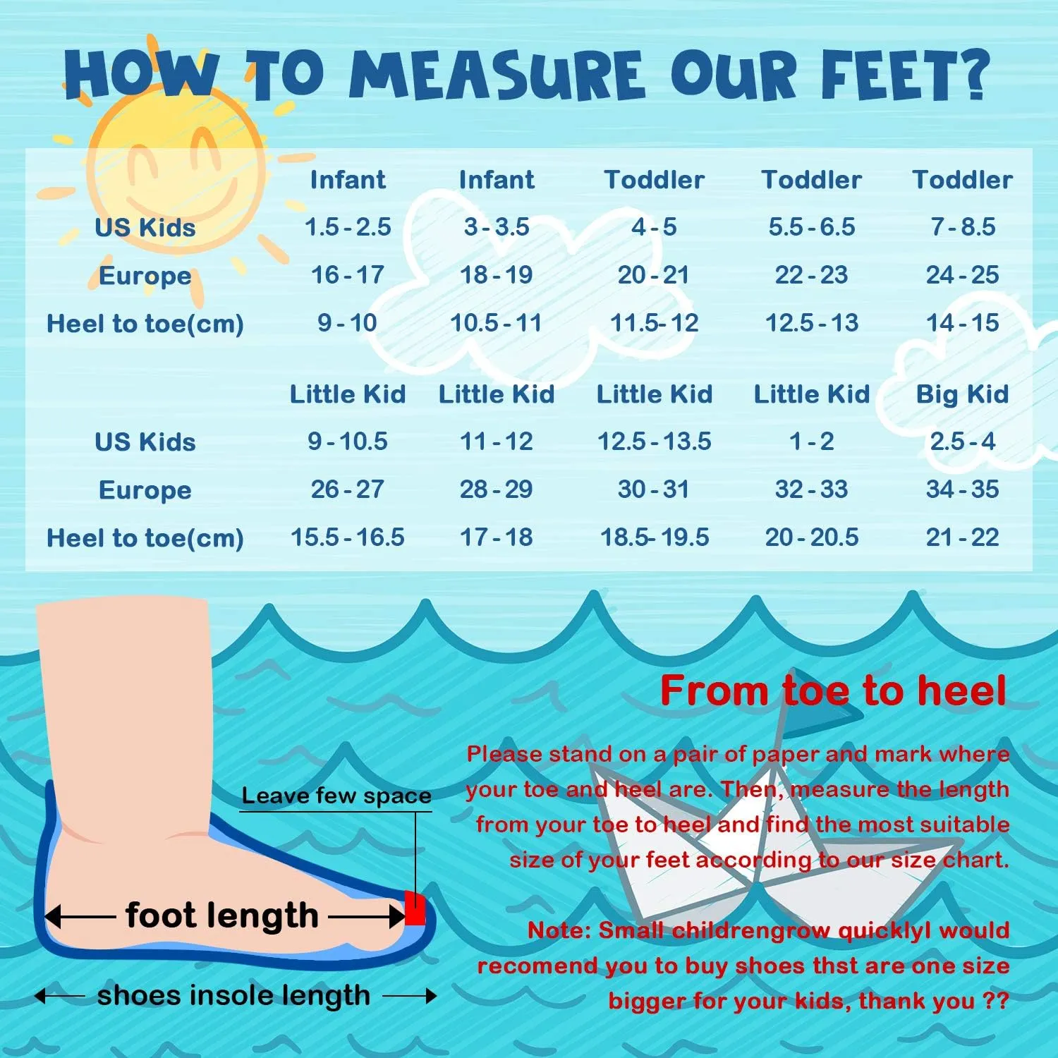 Sunnywoo Water Shoes for Kids Girls Boys，Toddler Kids Swim Water Shoes Quick Dry Non-Slip Water Skin Barefoot Sports Shoes Aqua Socks for Beach Outdoor Sports