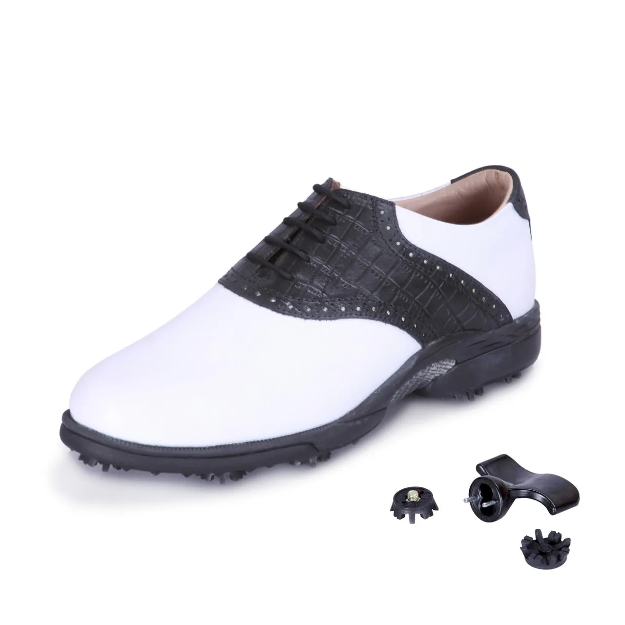 Tiger White & Black Golf Shoes