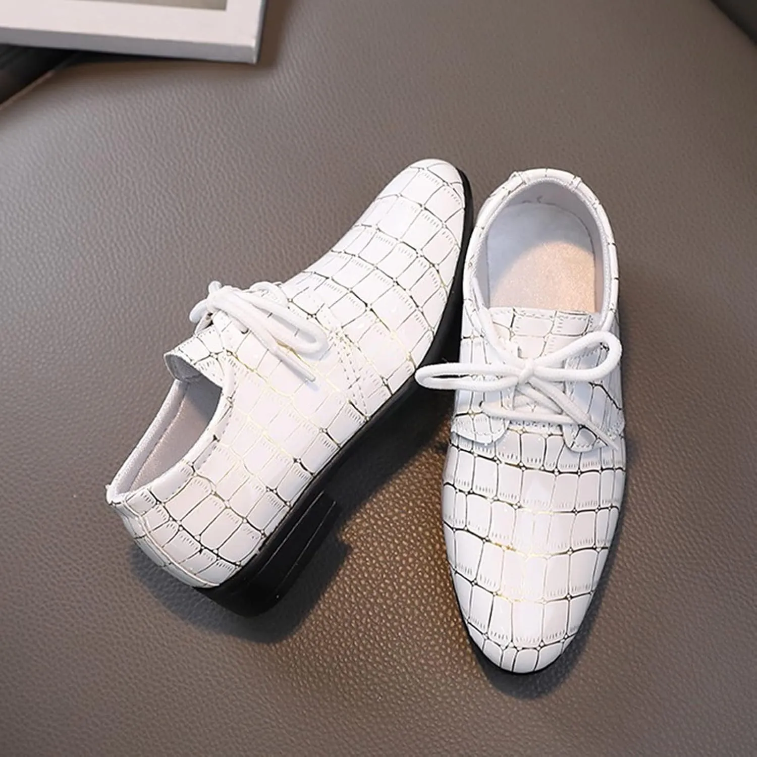 Toddler Casual Shoes Fashion All Seasons Boys Leather Shoes Pointed Toe Low Heel Leather Grain Boys Round Toe Shoes