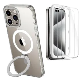 Venture Series Kickstand Case Clear with Screen Protector - iPhone 15 Pro