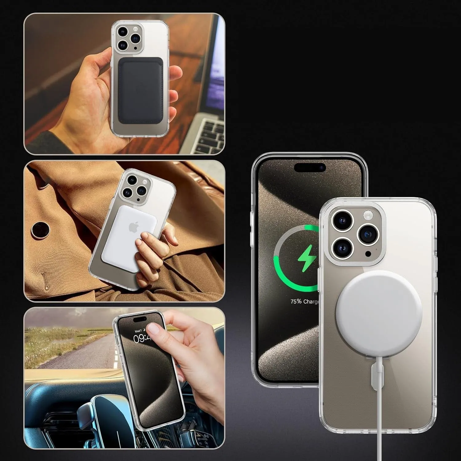 Venture Series Kickstand Case Clear with Screen Protector - iPhone 15 Pro