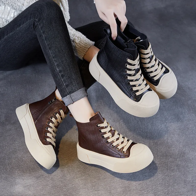 Women Minimalism Fashion Leather Casual Flat Ankle Boots