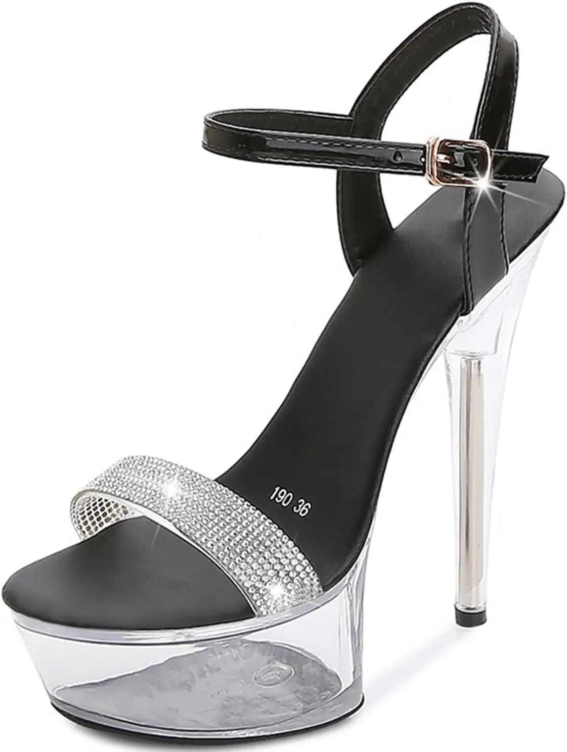 Womens Clear High Platform Ankle Strap High Heels Stiletto Dress Sandals