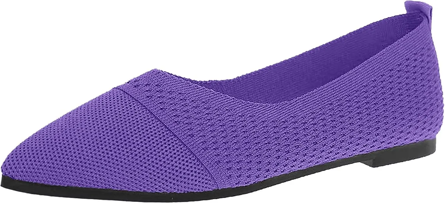 Women's Knit Mary Jane Flats Pointed Toe Shoes Breathable Ballet Flats for Walking Casual Comfort for Daily Casual Use