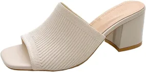 Womens Open Toe Heeled Mules Block Heels Sandals Open Toe Heeled Mules Chunky Block Low Heel Slip On Slides