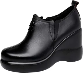 Yiozoi Women's Casual Shoes Solid High Heels Increase The Height of Daily Walking Solid Wedge High Heels