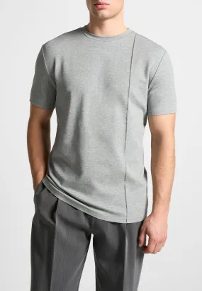 Éternel Slim Fit Cotton T-Shirt with Pintuck - Grey